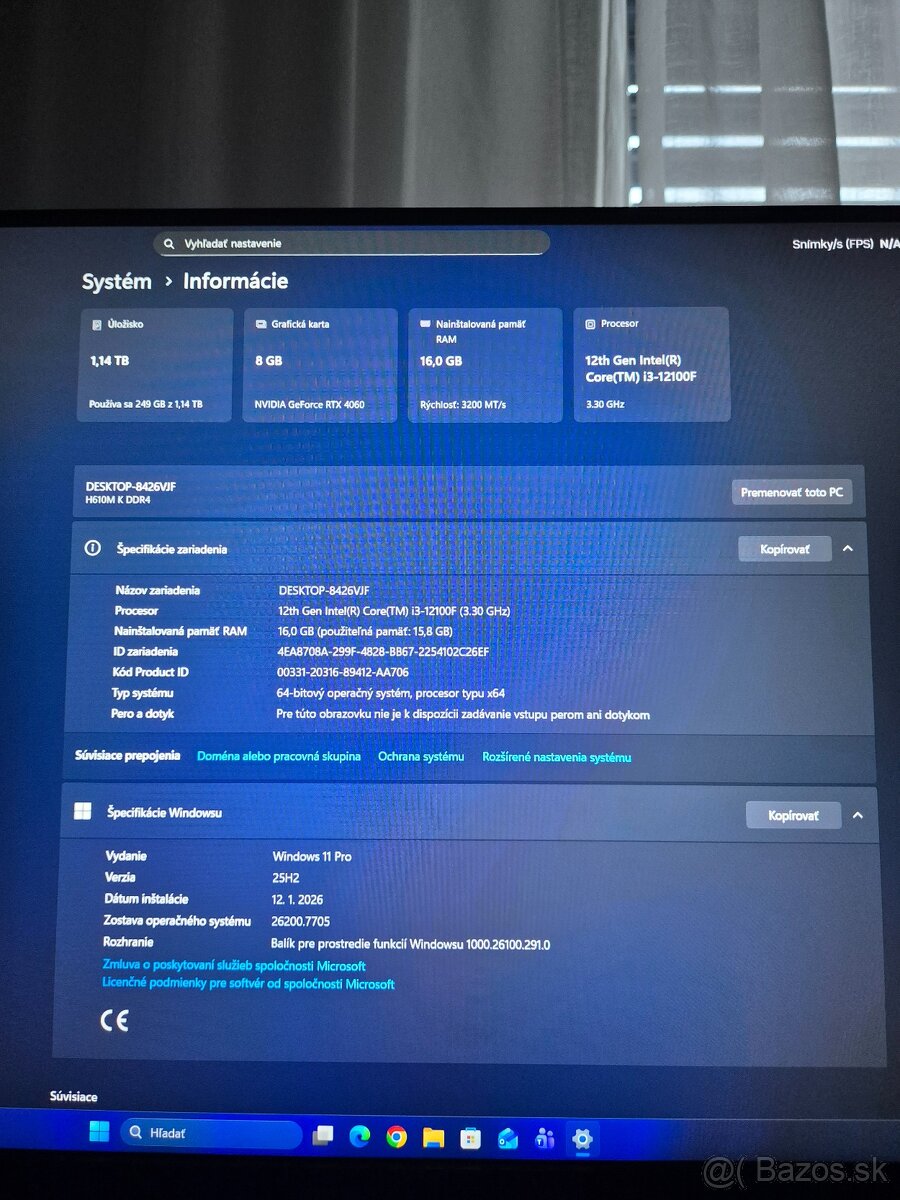 Herný PC RTX 4060 8GB + ZÁRUKA | TOP stav | Windows11 - 7