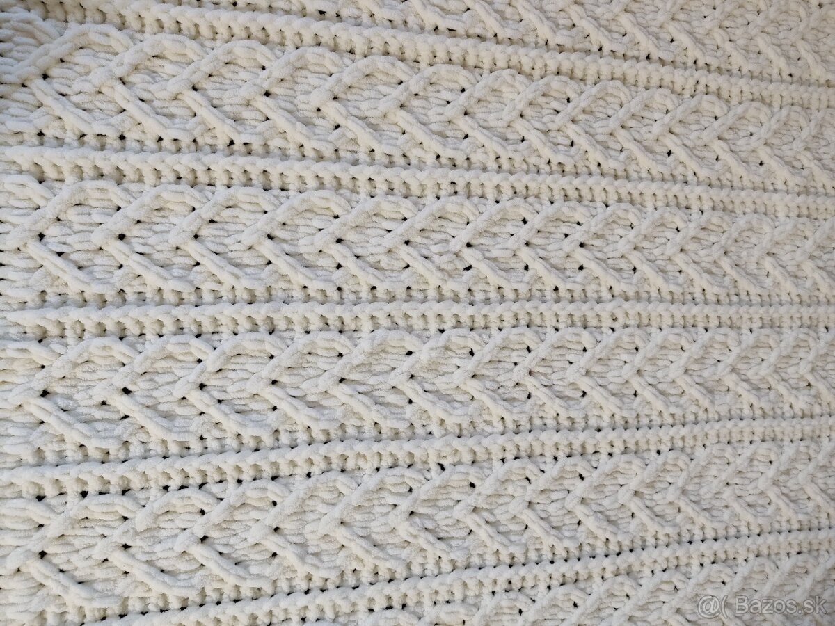 Pletená deka pre dospelých smotanova - 7