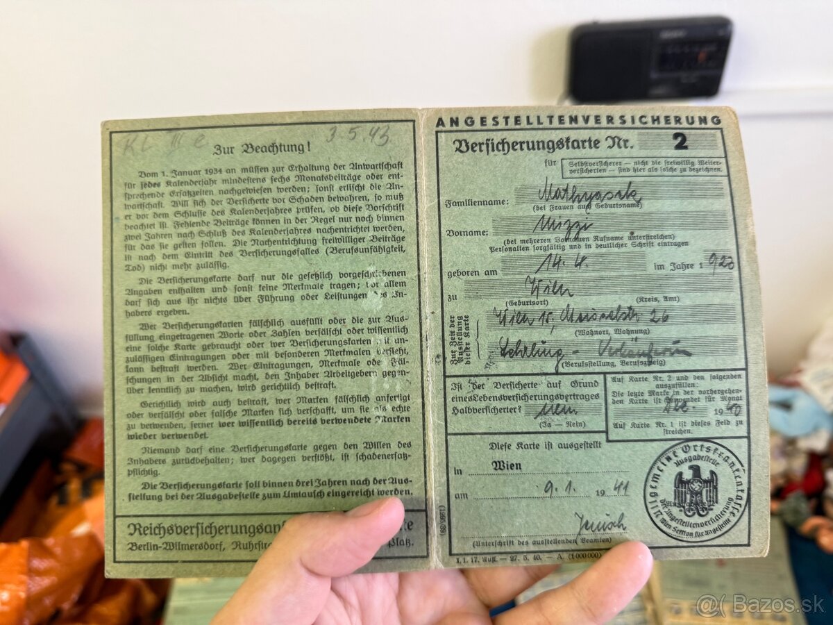 Stare dokumenty z Nemeckej rise 1940 - 7