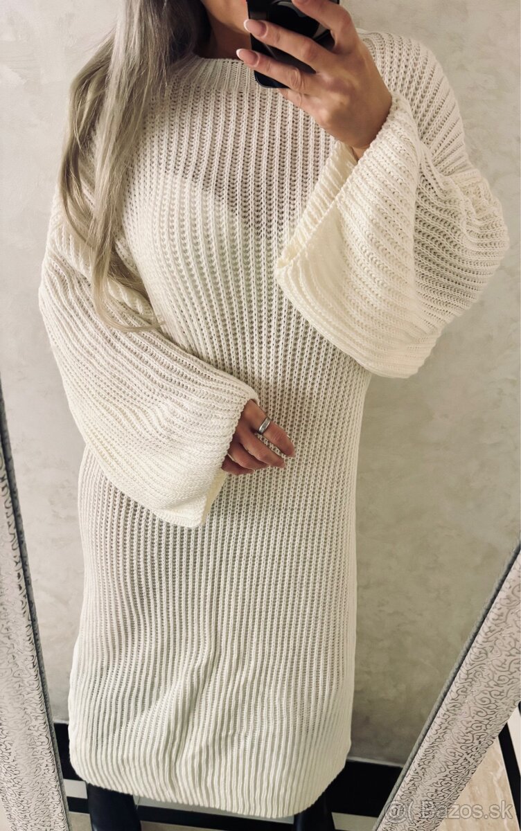 Damske maxi pletene voľne šaty s opaskom - 7