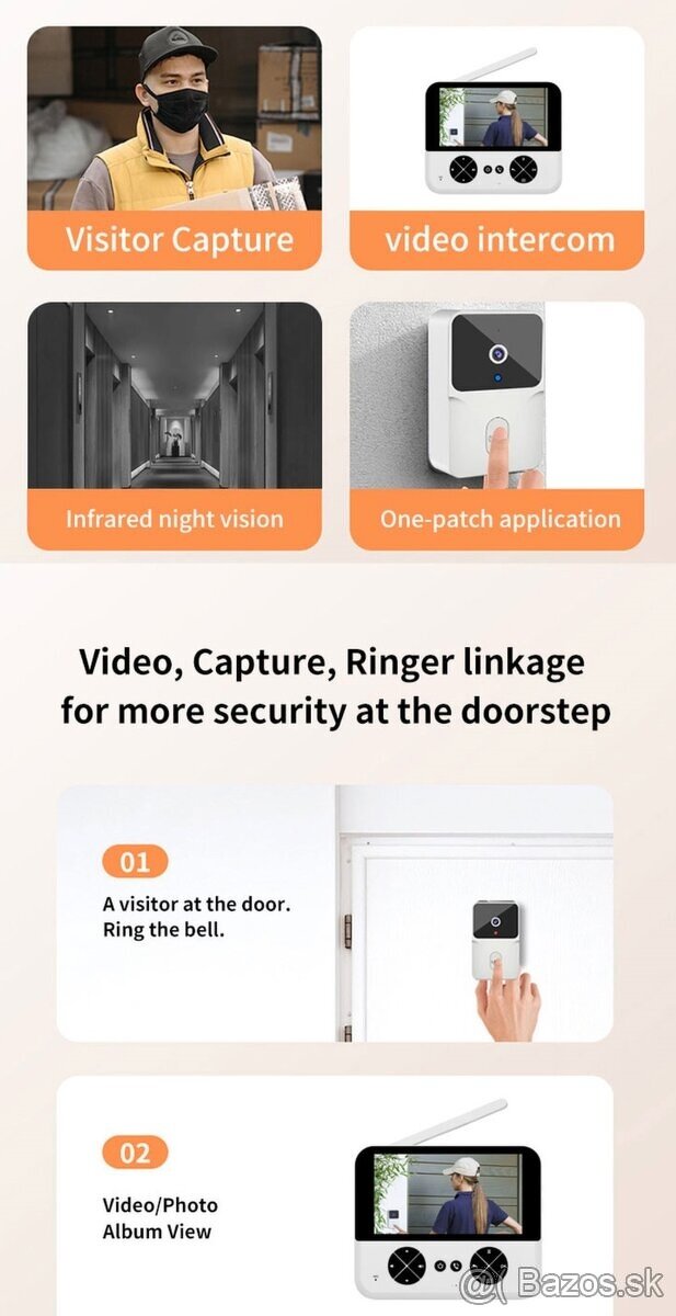 Bezdrôtový video zvonček s HD kamerou a 4,3" IPS displejom - 7