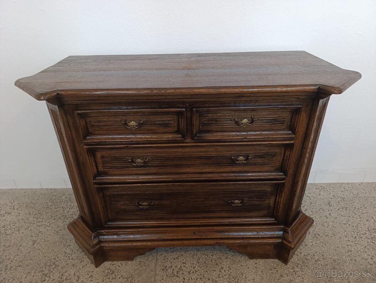 Starožitná komoda + zrcadlo, nábytek z masívu - 7