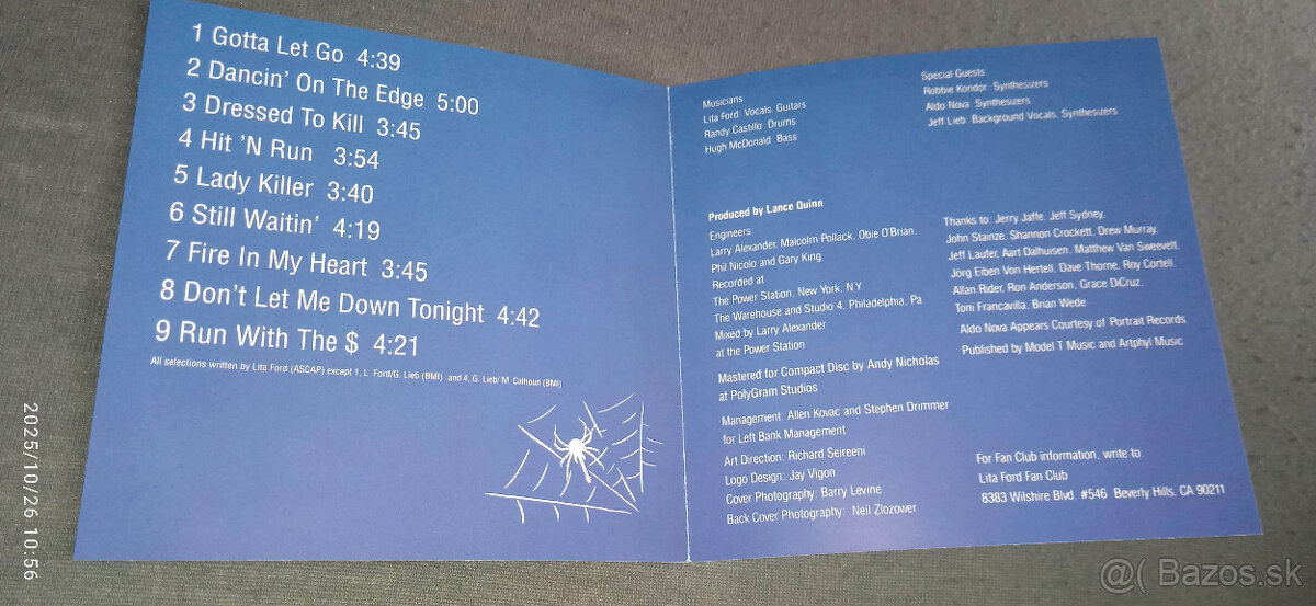 CD Lita Ford – Dancin' On The Edge 1984 - 7