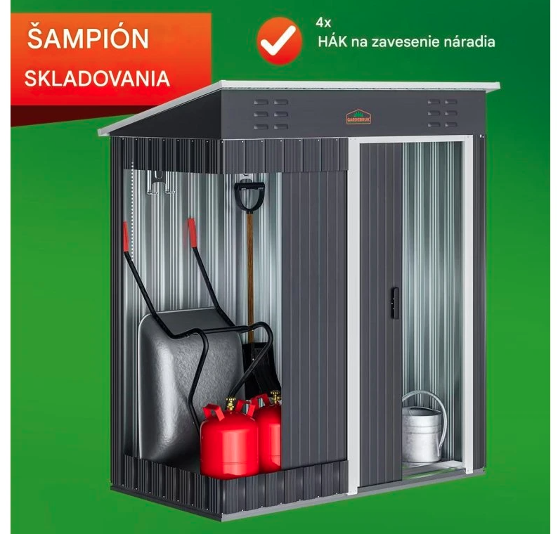 Záhradný domček A0 182 x 165 x 85 cm antracit - 7