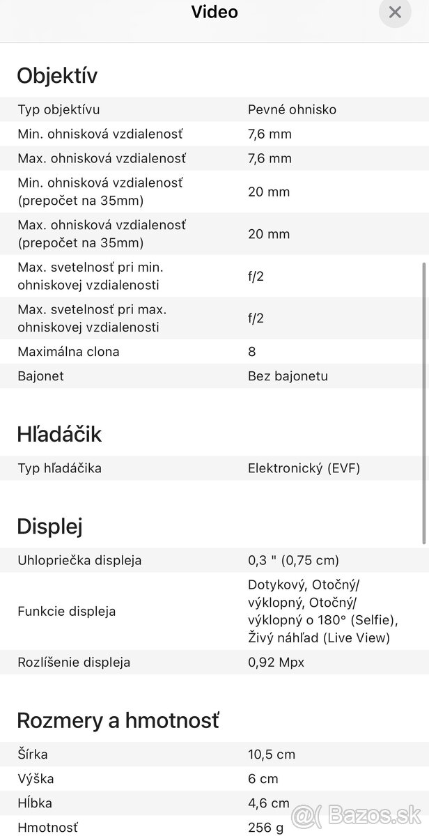 Predám SONY ZV 1F - 7