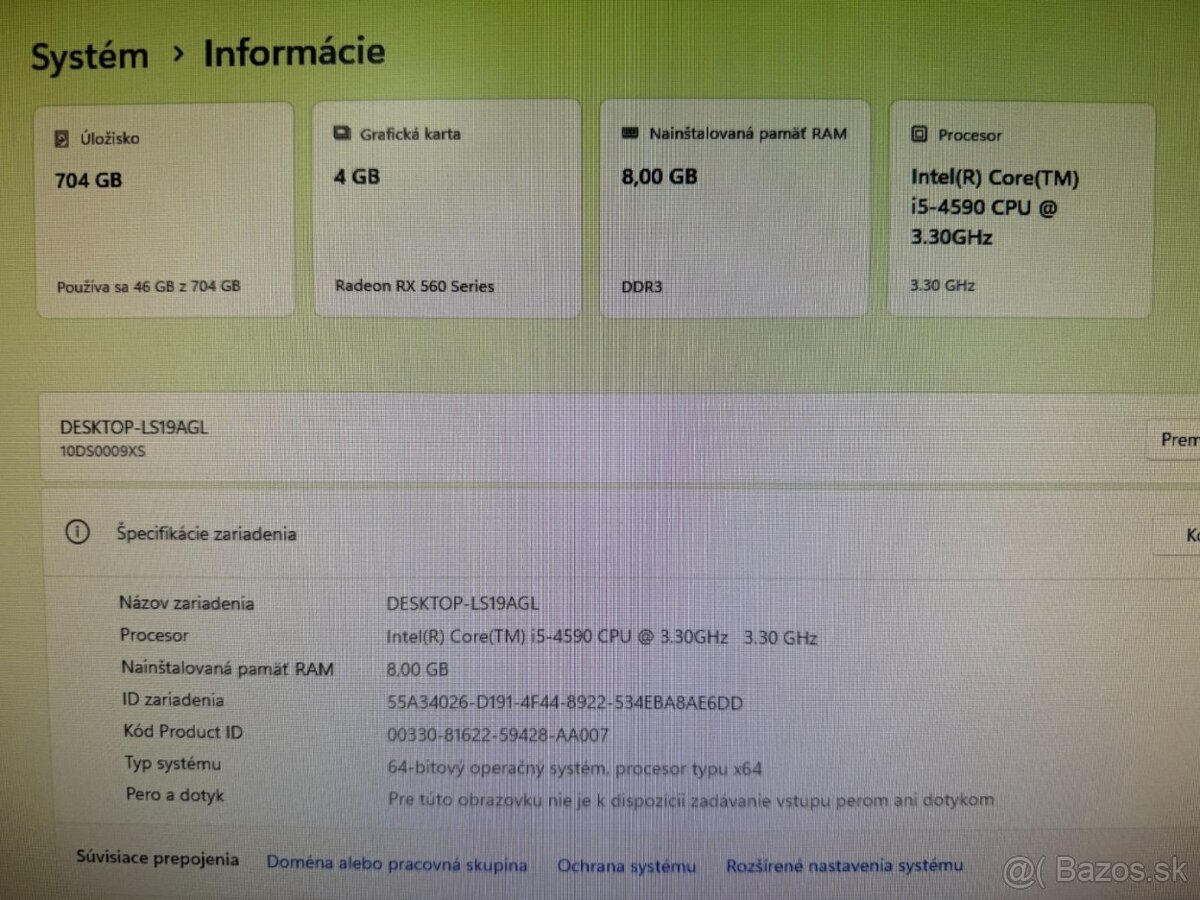 Herný počítač Lenovo Intel i5 4590 + AMD RX560 4GB. SSD+HDD - 7