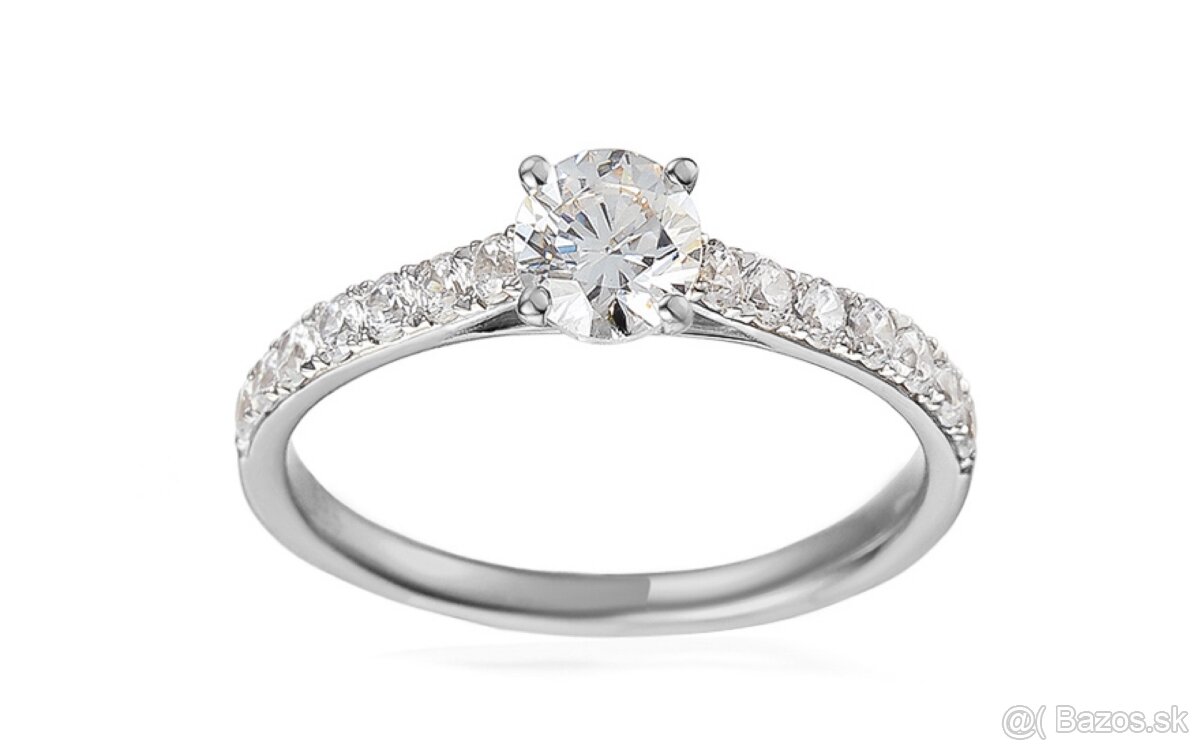 Žiarivý prsteň v bielom zlate Noella, 9K - 7