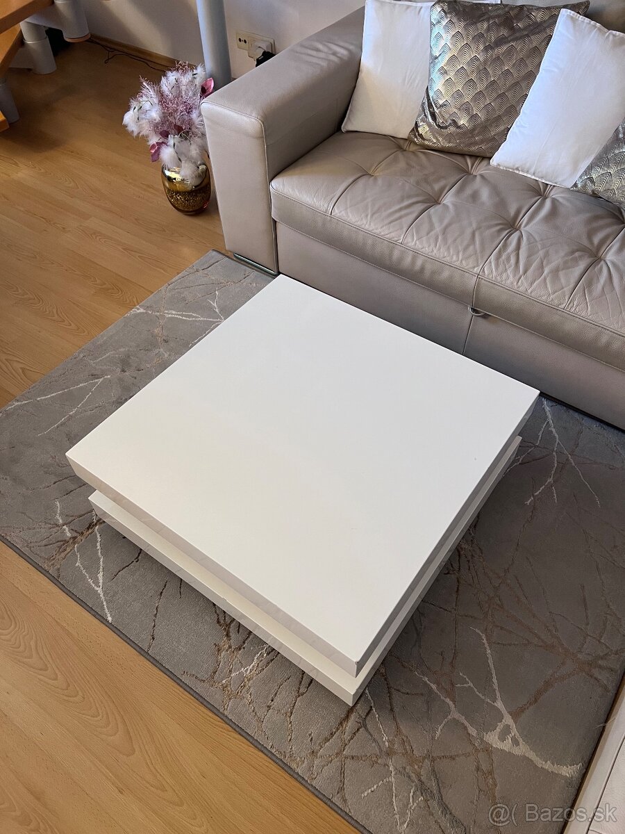 Biely lesklý rozkladací konferenčný stolík - 7