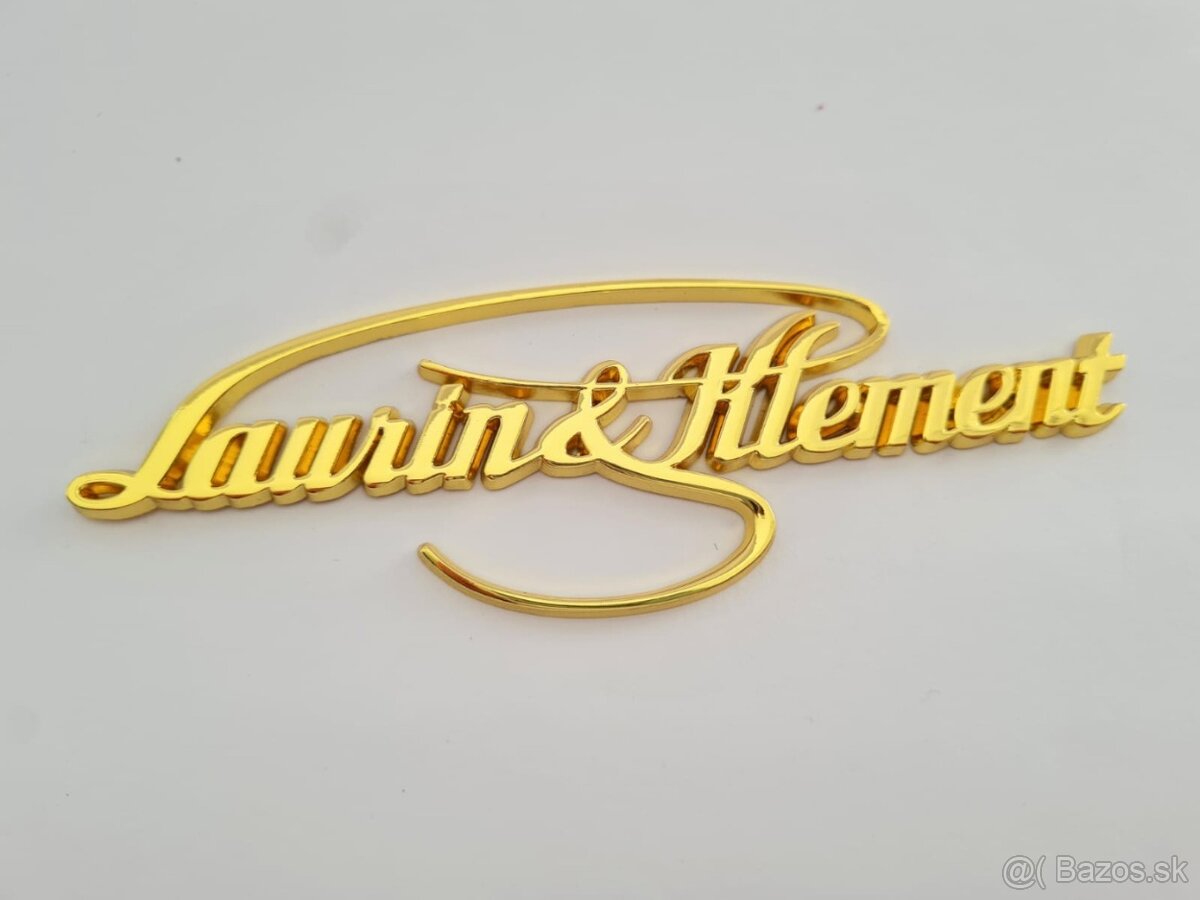 Nápis Laurin Klement , chrom, zlatý, červený, čierny - 7