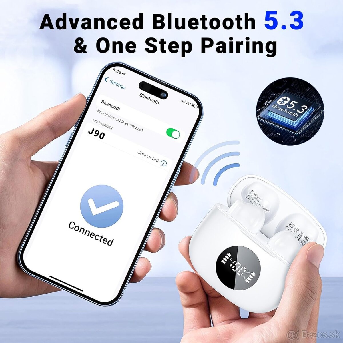 Bezdrôtové slúchadlá Godyse J90 - Bluetooth 5.3,ENC, IPX6 - 7