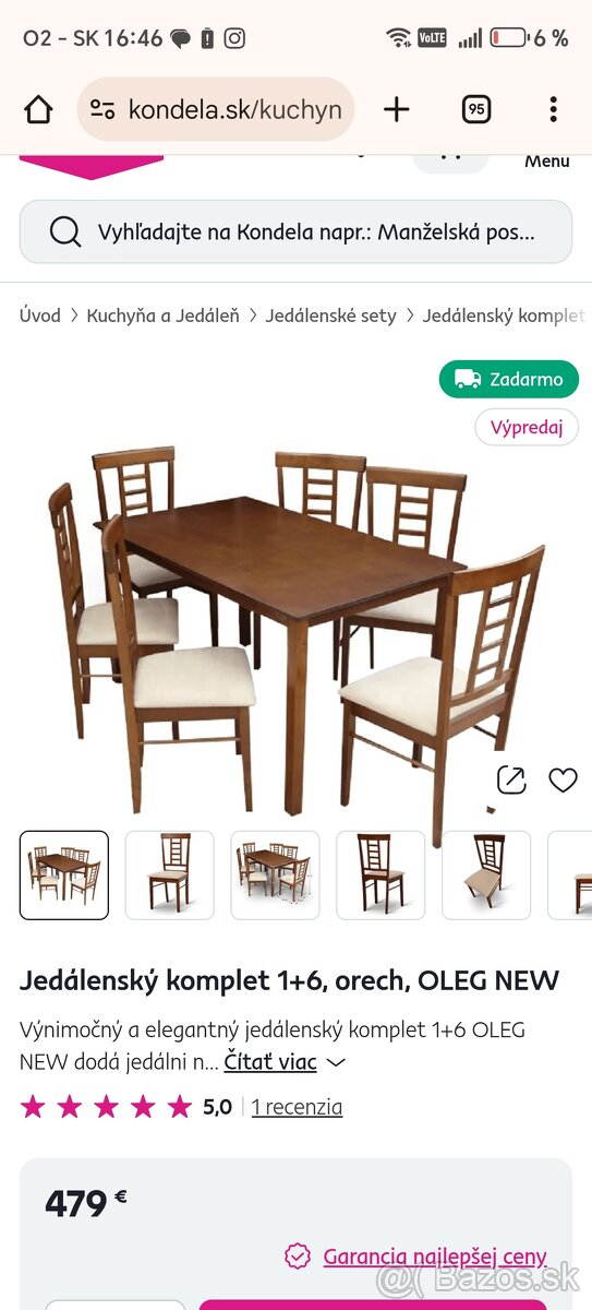 Jedálenský stôl so 6 stoličkami - 7