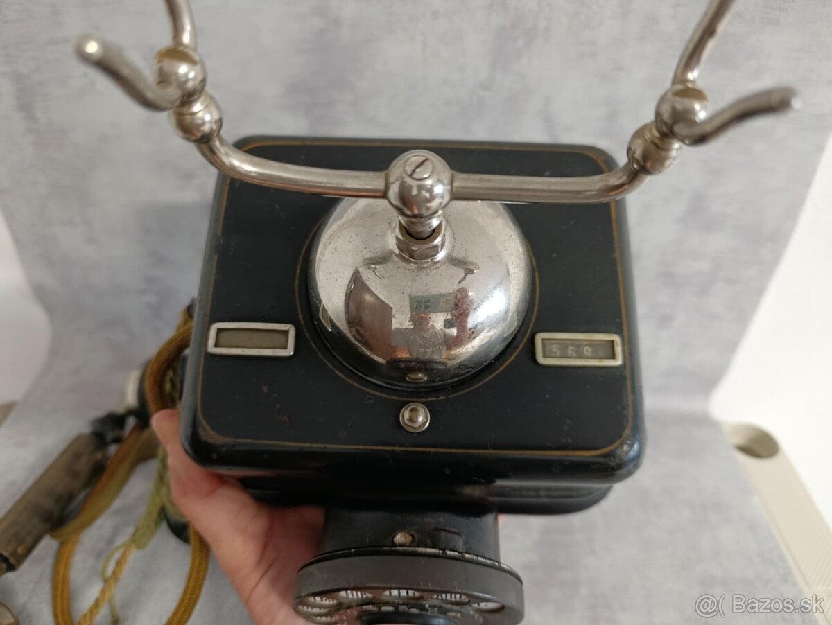 Starožitný dánský kovový telefon KTAS D08 - 7