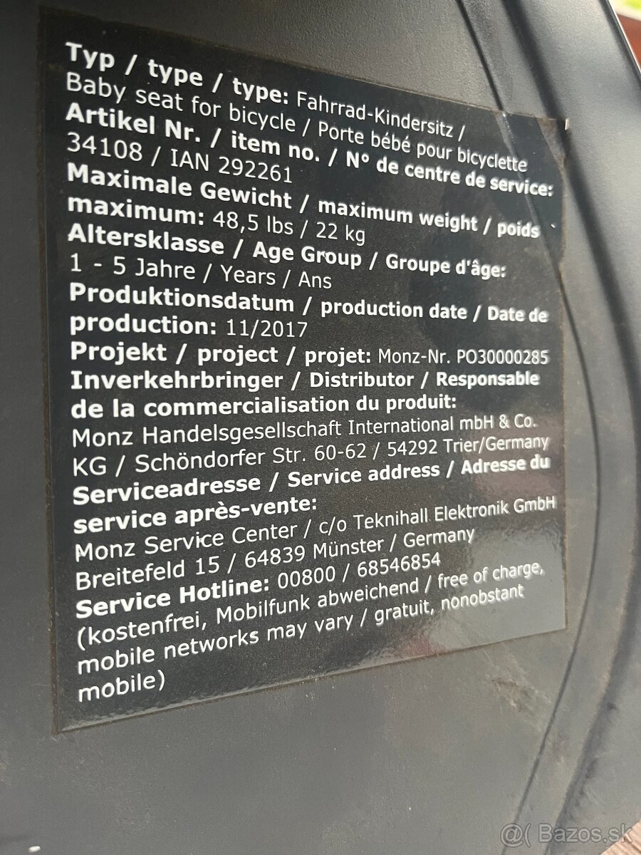 Cyklosedačka zadná do 22 kg - 7