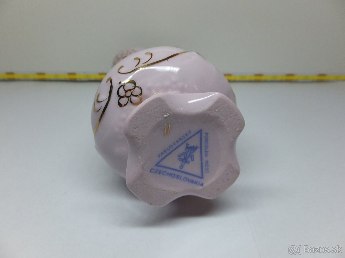 Růžový porcelán, pěkná vázička, značená. - 7