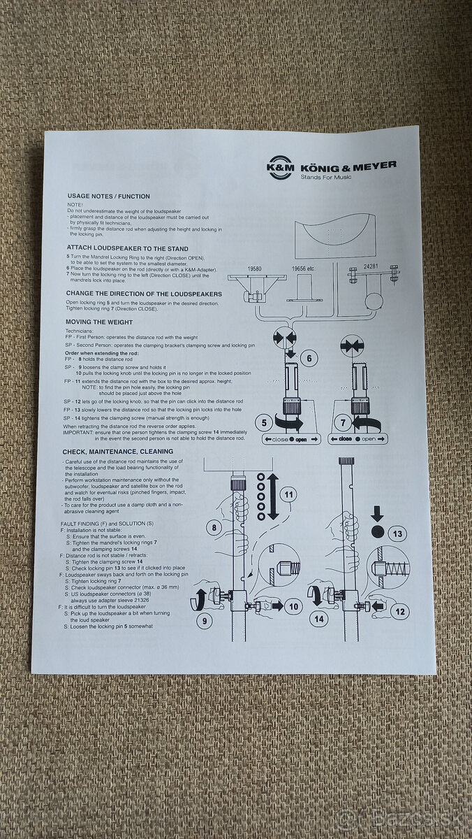 Predám Dištančné tyče K&M, stojany na reproboxy - 7