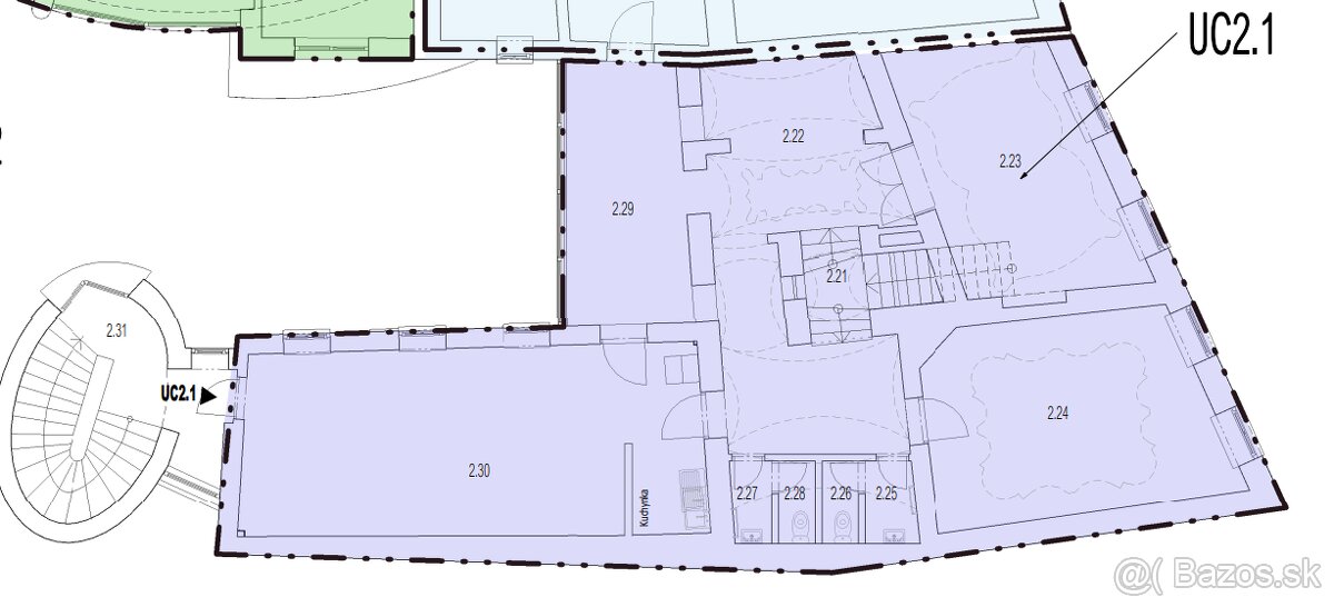 Kancelársky celok s kuchynkou a toaletami 144,96m2, v centre - 7