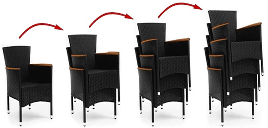 Záhradný ratanový stôl čierna 150 a 190 x 90 a 6 stoličiek - 7