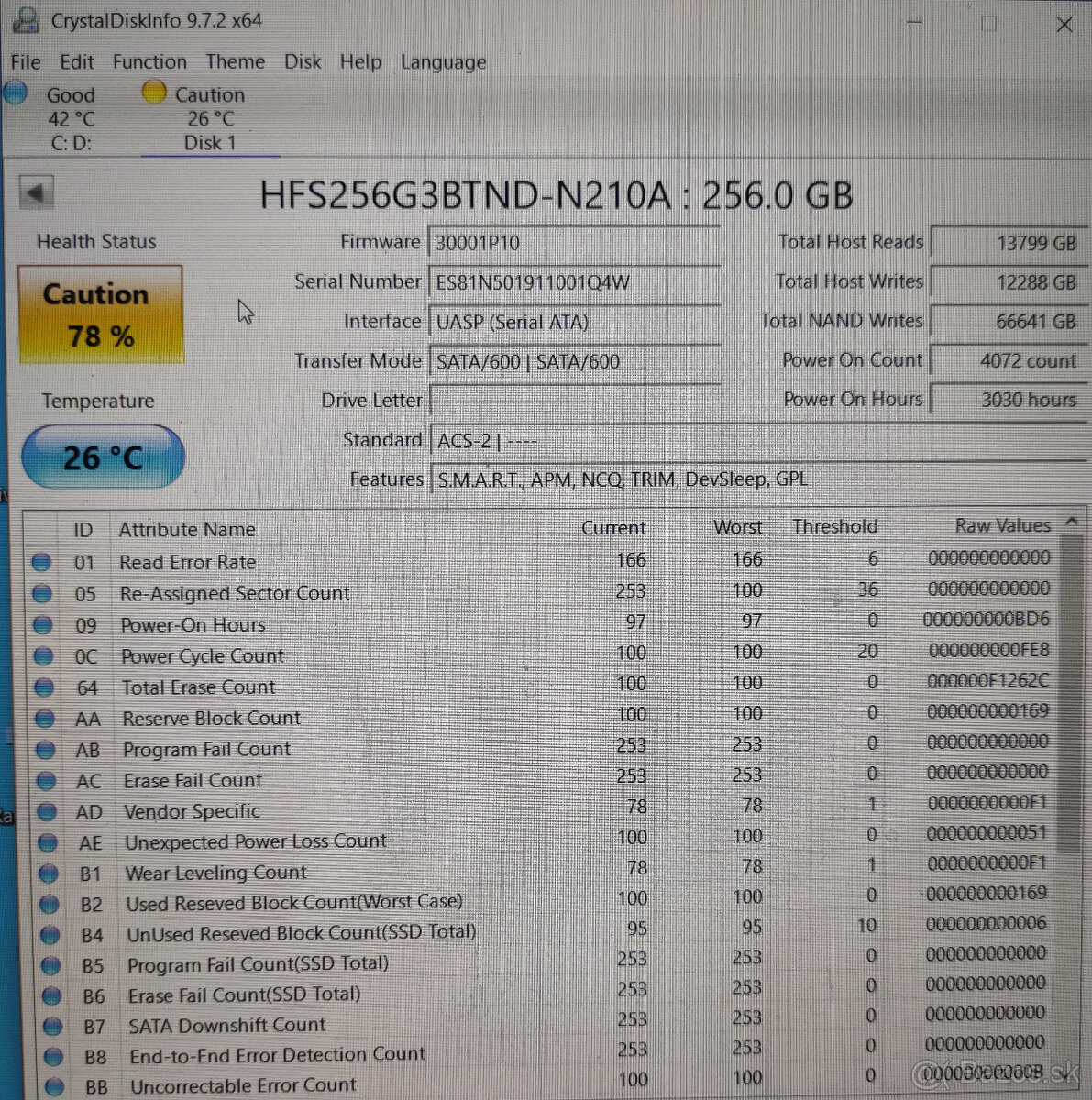 SSD disk, 2.5" sata 256GB SK Hynix HFS256G3BTND - 7