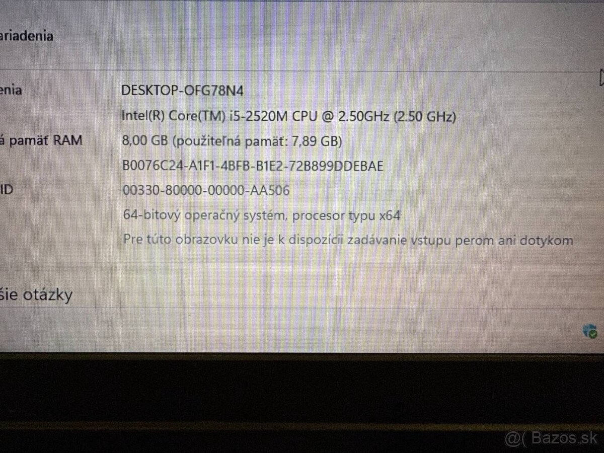 Notebook Lenovo ThinkPad T520 i5-2520M / 8GB RAM / 240GB SSD - 7
