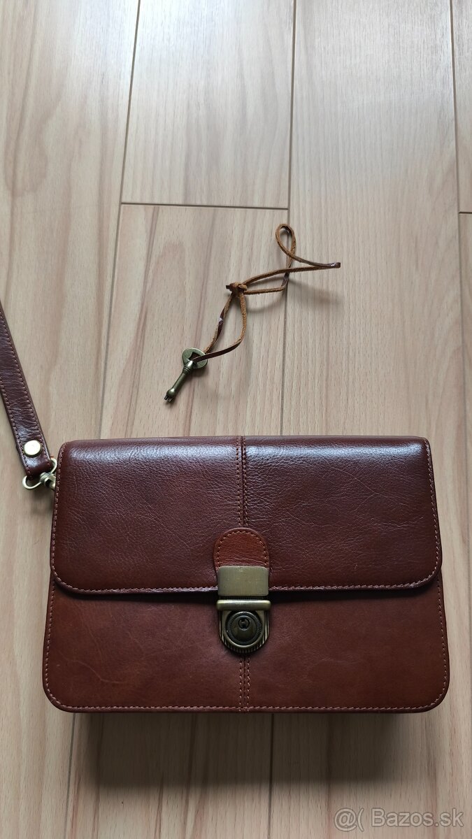 Pánska kožená kabelka hnedá - 7