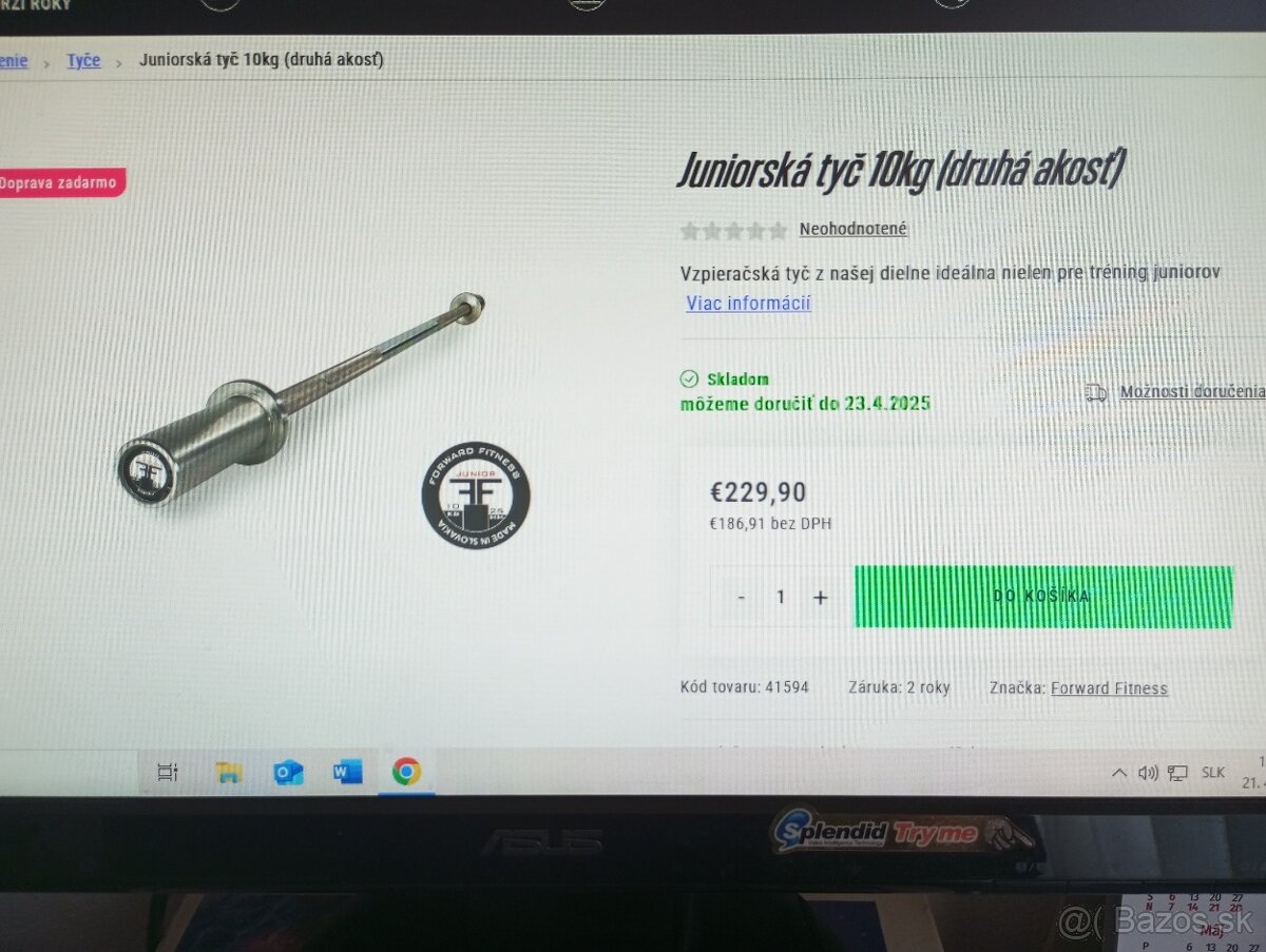 Olympíjska technická hliníková tyč 220cm/50mm- NOVÁza1/3ceny - 7