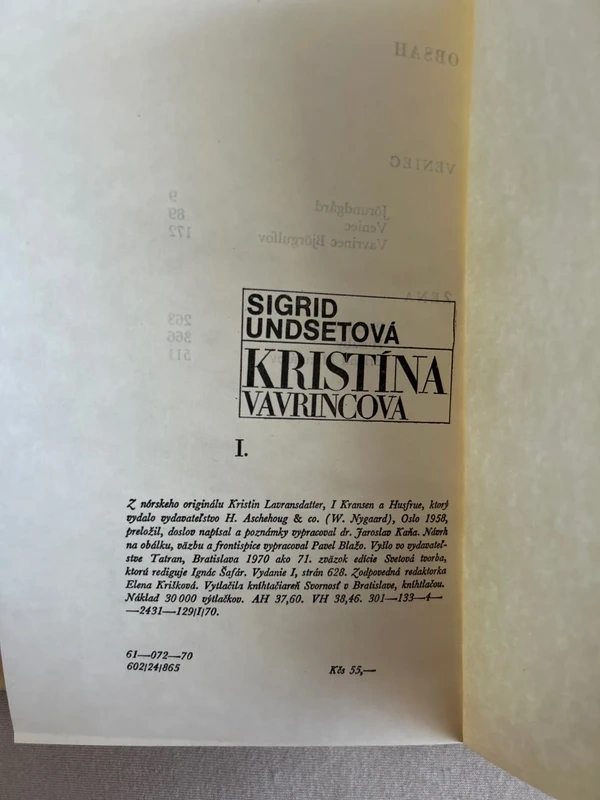 Kristina Vavřincova I a II - Sigrid Undset r.1970 - 7