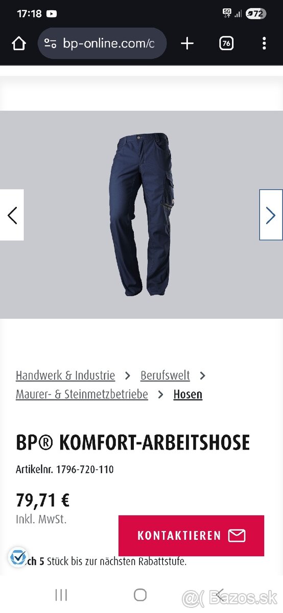 Pracovné nohavice BP - 7