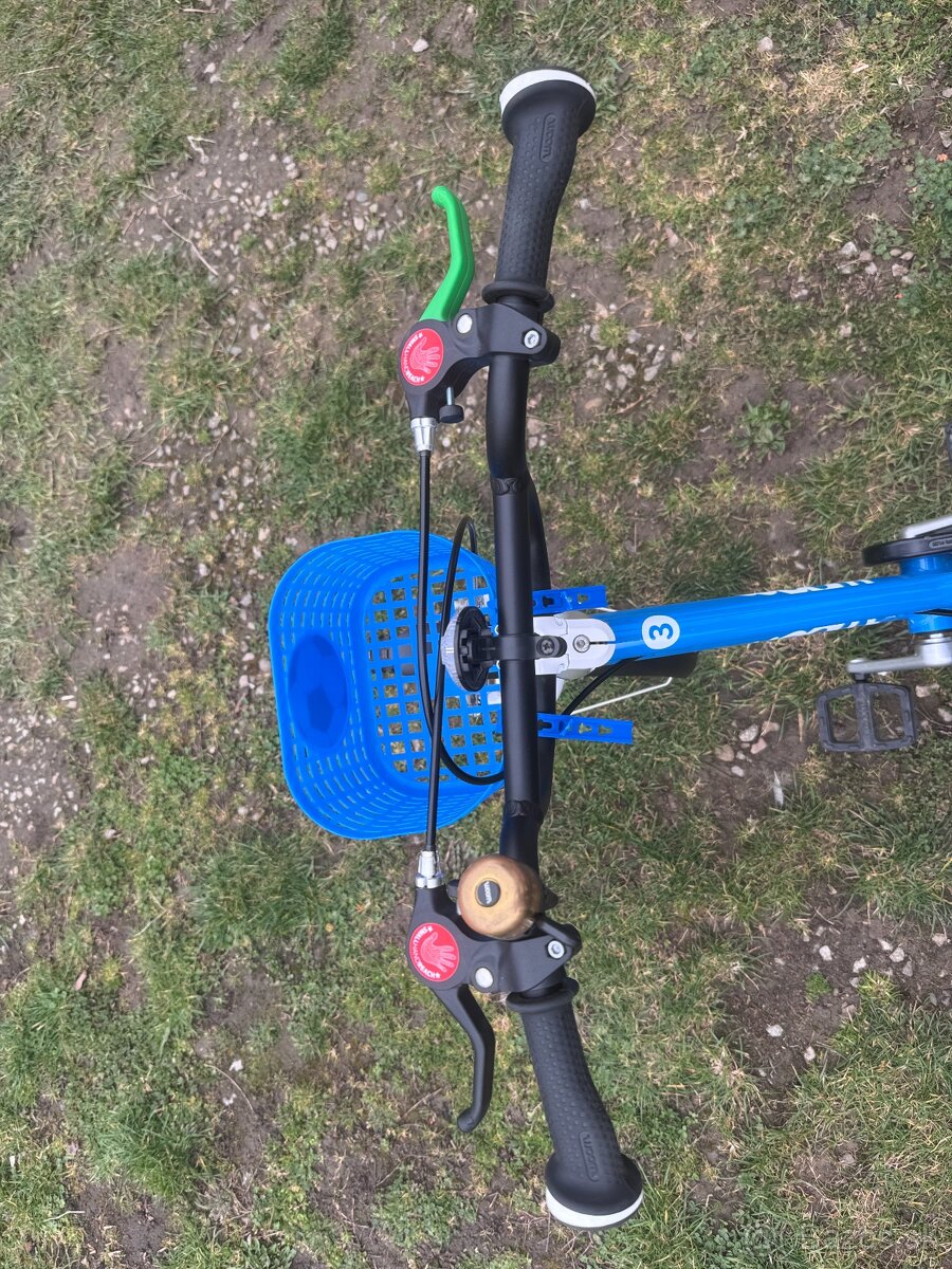 Predám detský bicykel WOOM 3 modrý s doplnkami. - 7