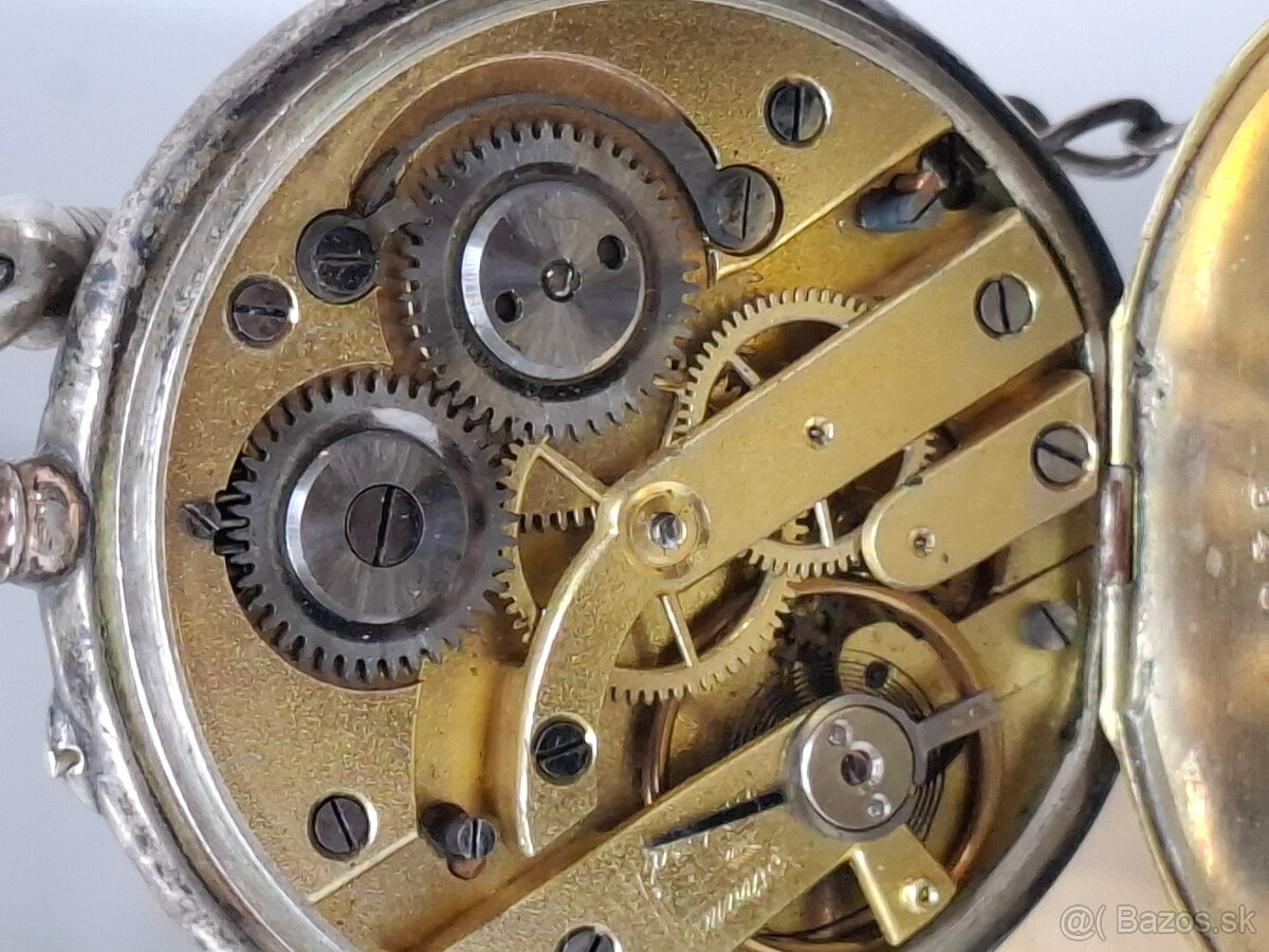 Predám funkčné starožitné strieborné vreckové hodinky so str - 7