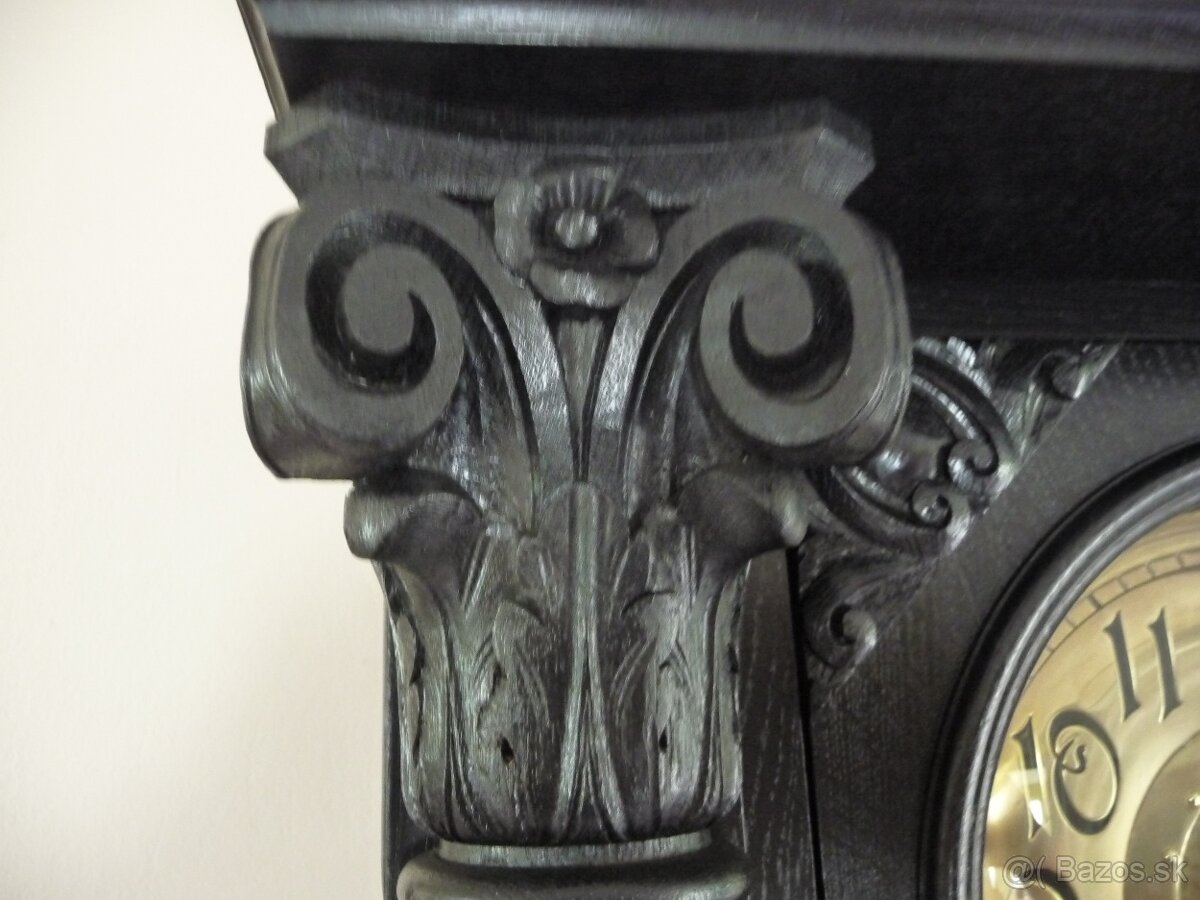 Vyrezávané drevené starožitné podlahové barokové hodiny - 7