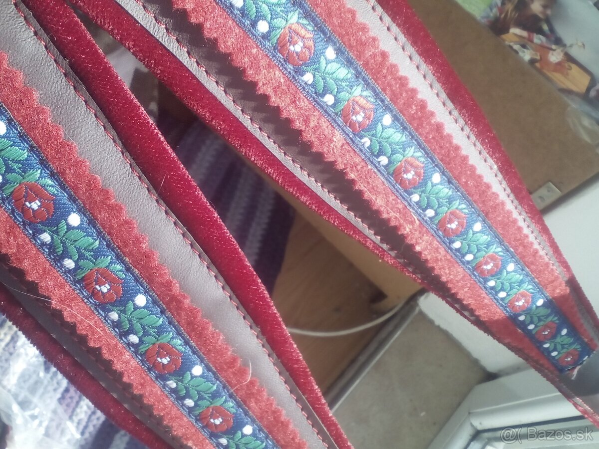 Akordeon -heligonka remene čierne hnedé a bordovo cervenę - 7