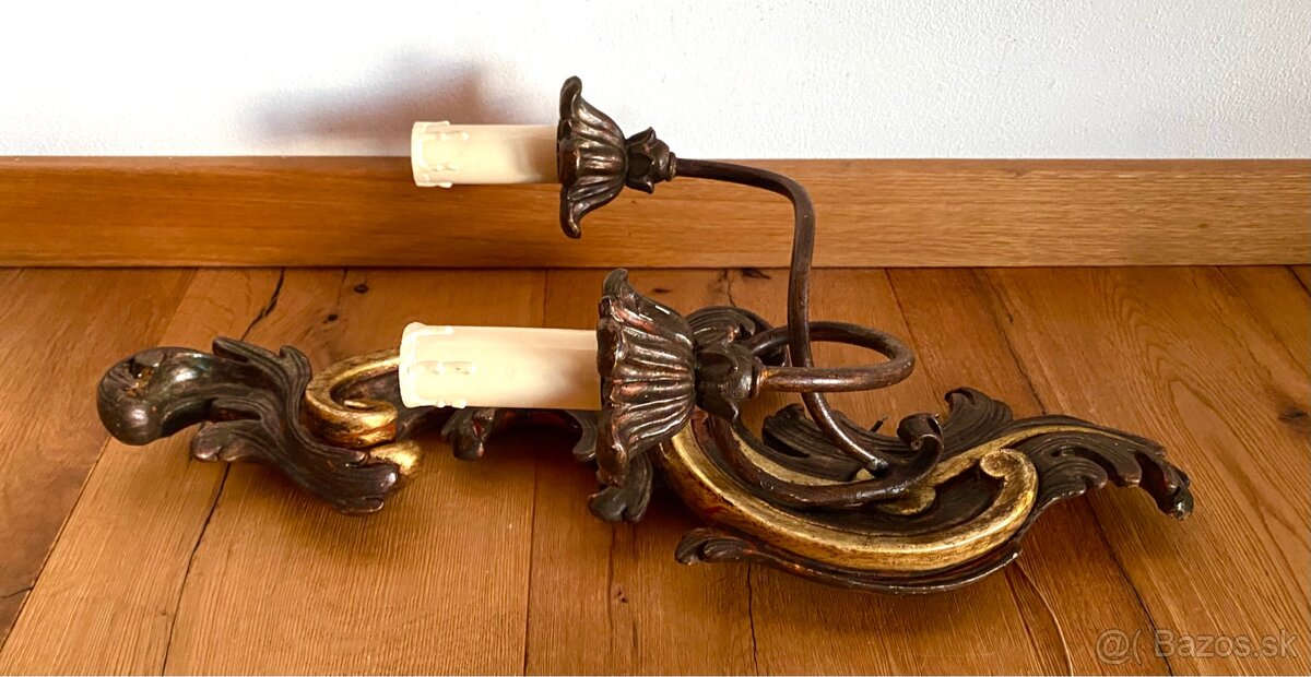 Staré krásné nástěnné dřevěné osvětlení - 7