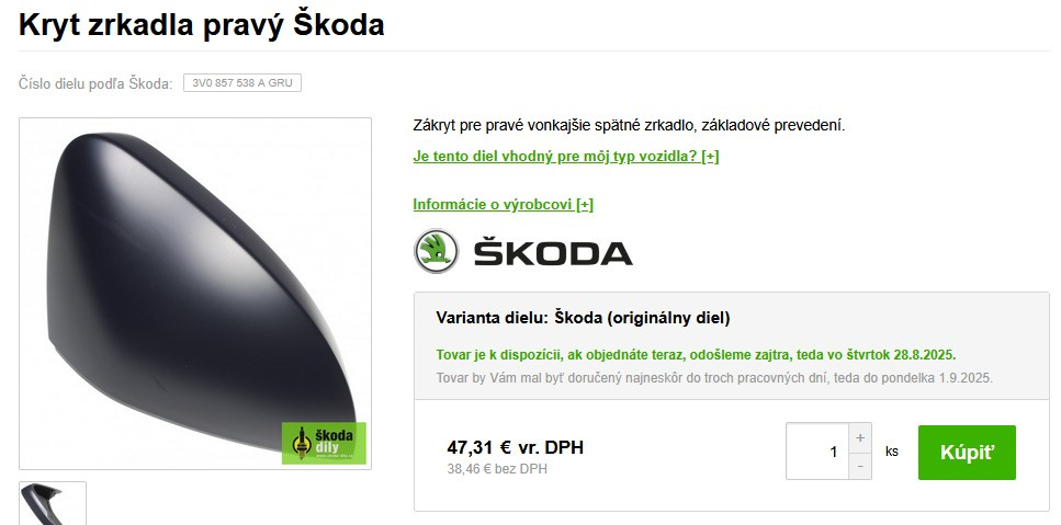 Spätné zrkadlá Škoda Superb 3 3V1 857 507 E,3V1 857 508 - 7