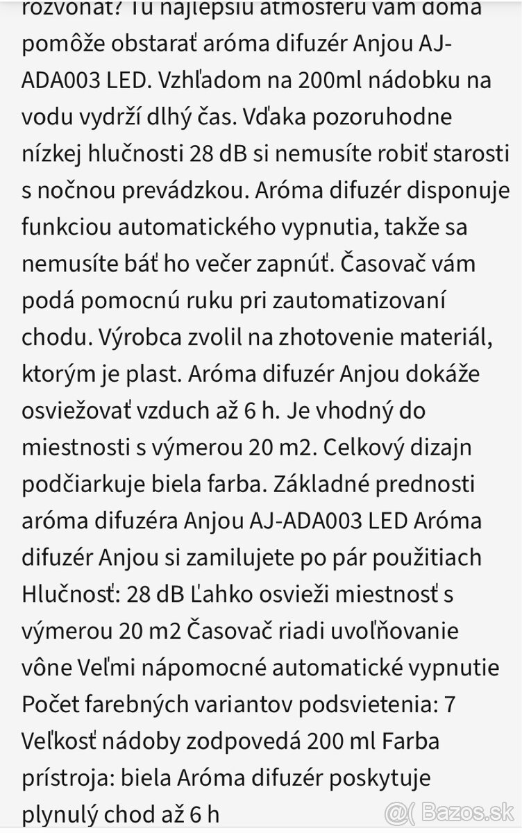 Aróma diffuser Anjou AJ-ADA003 LED - 7