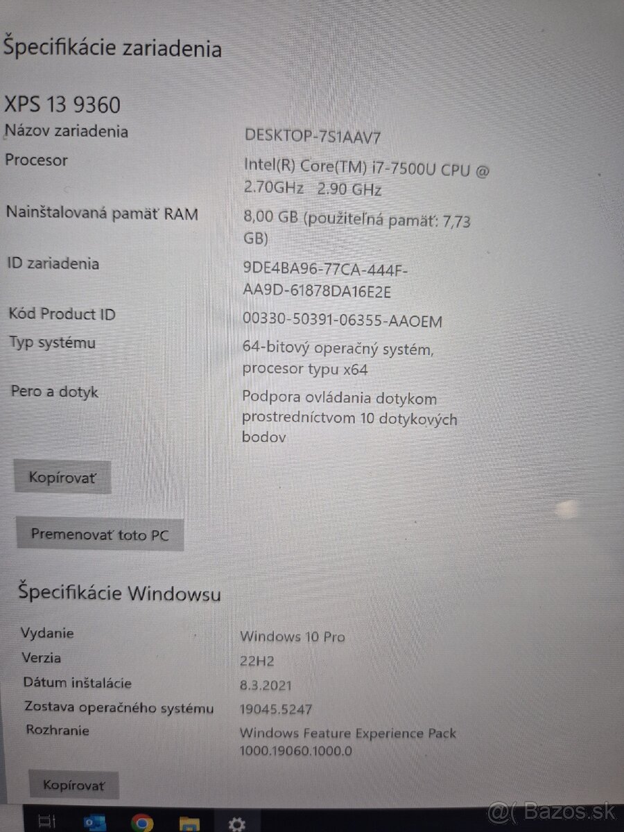 Dotykový ultrabook DELL XPS 13, i7 - 7