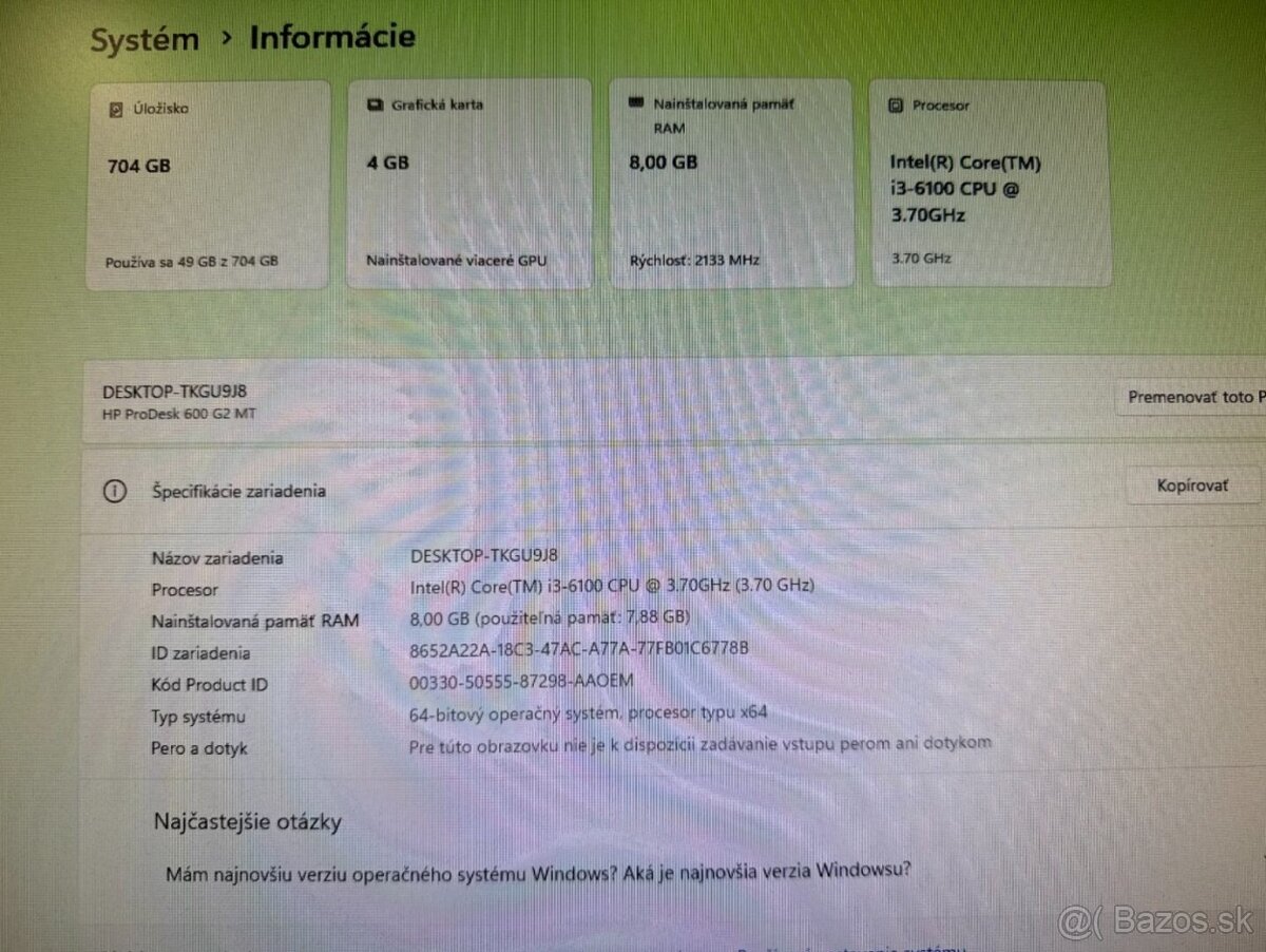 Počítač i3-6100 / RX 560 4GB / 8GB / SSD + HDD - 7