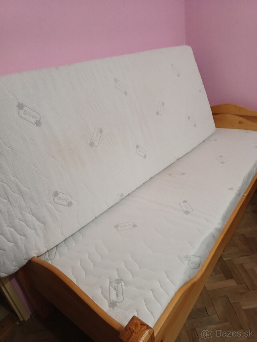 Posteľ s úložným priestorom borovica masiv+dva matrace j - 7