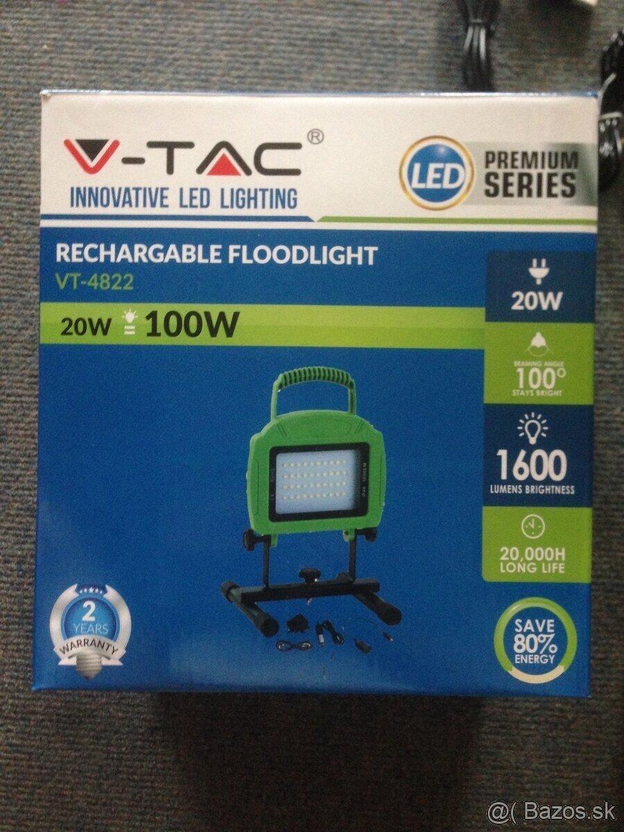 V-TAC - 20W nabijatelny a prenosny LED reflektor (SMD) - 7