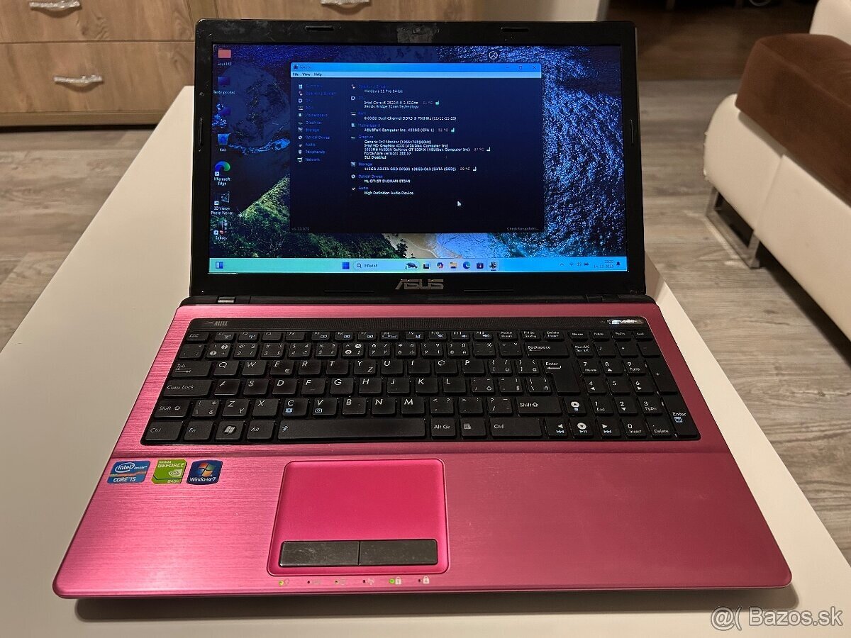 Asus K53sc ružový notebook s i5,8gb,128gb ssd,nvidia 520mx - 7