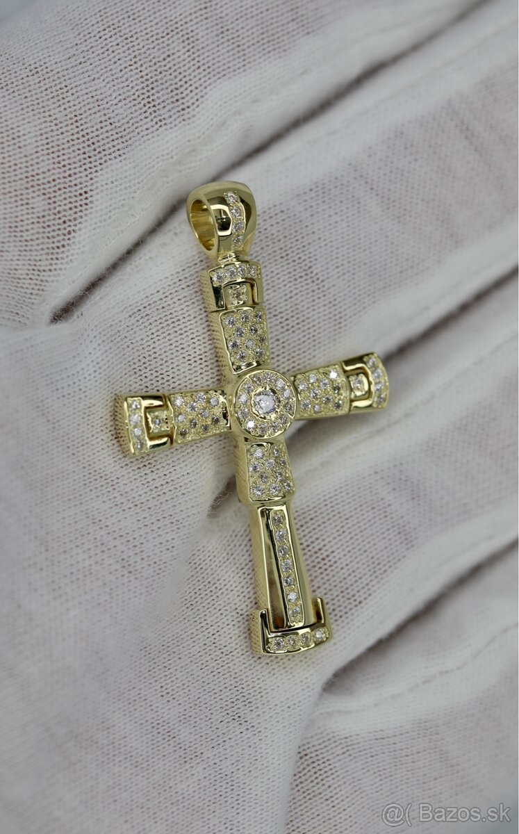 Zlatý prívesok krížik 585/14K zlato. Vaha:8,14g. - 7