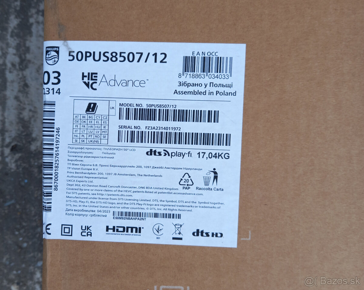Lcd Philips 50PUSB8507/126cm,4 K-UHD - 7