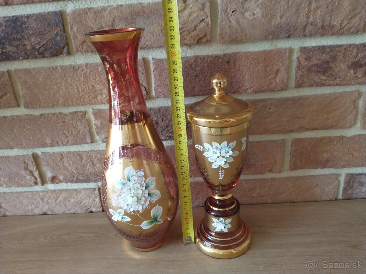 borské sklo, hutné sklo, zlatá zuzana ružová - 7