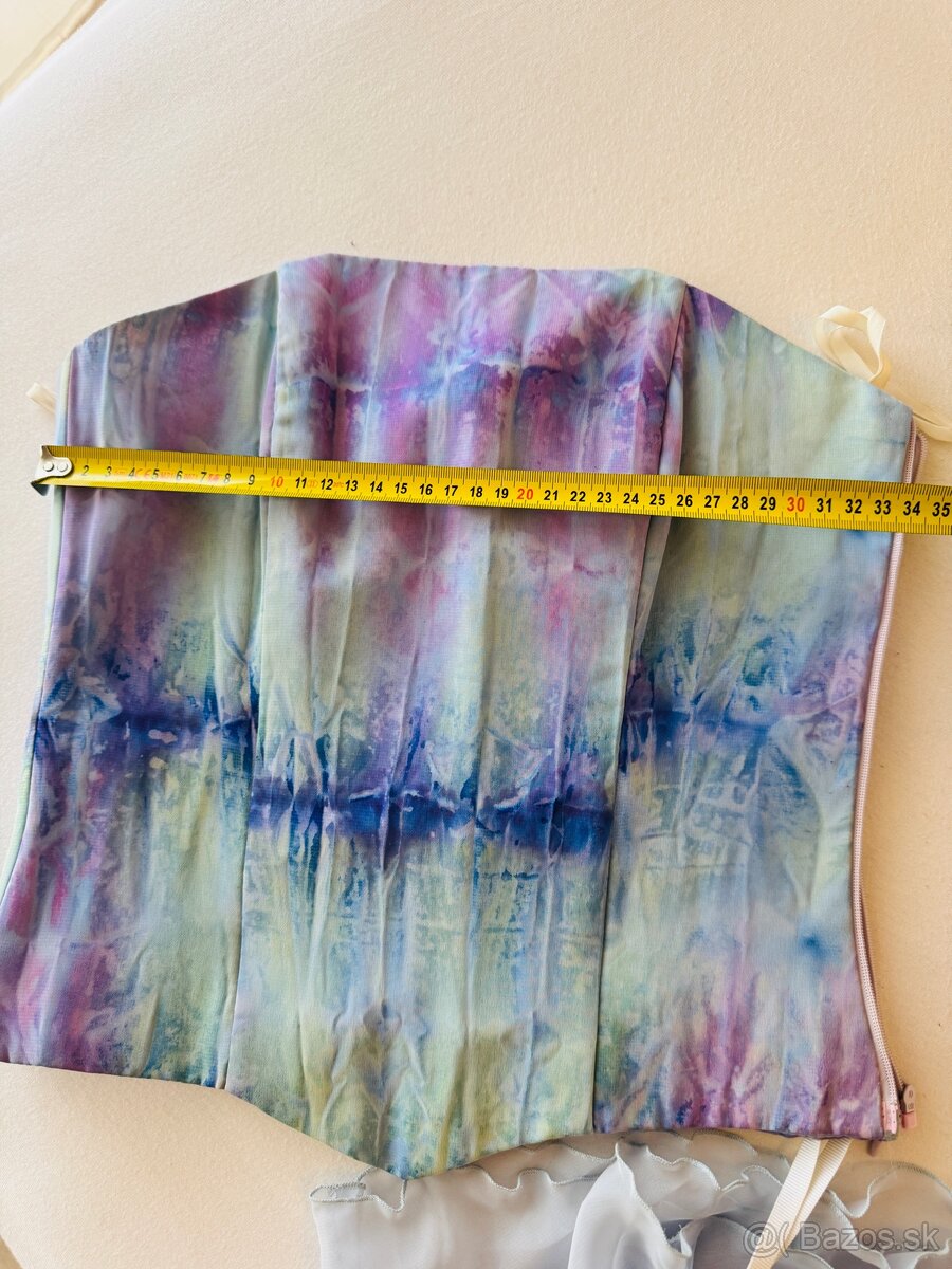 Luxusný set (korzet a sukna) ručne šitý, modrá, small - 7