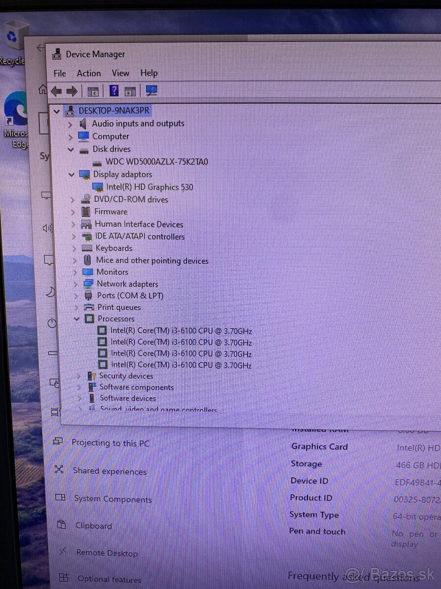 Dell i3 6100,8GB,HD530,HDMI,500GB HDD - 7