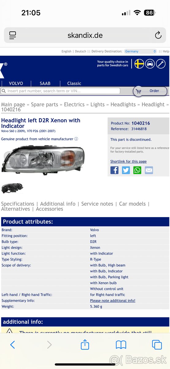 Predam Xenony Volvo V70, S60…R type - 7