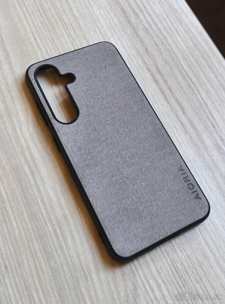 Luxusný slim textilný kryt na Samsung S24 - Šedý látkový NEW - 7