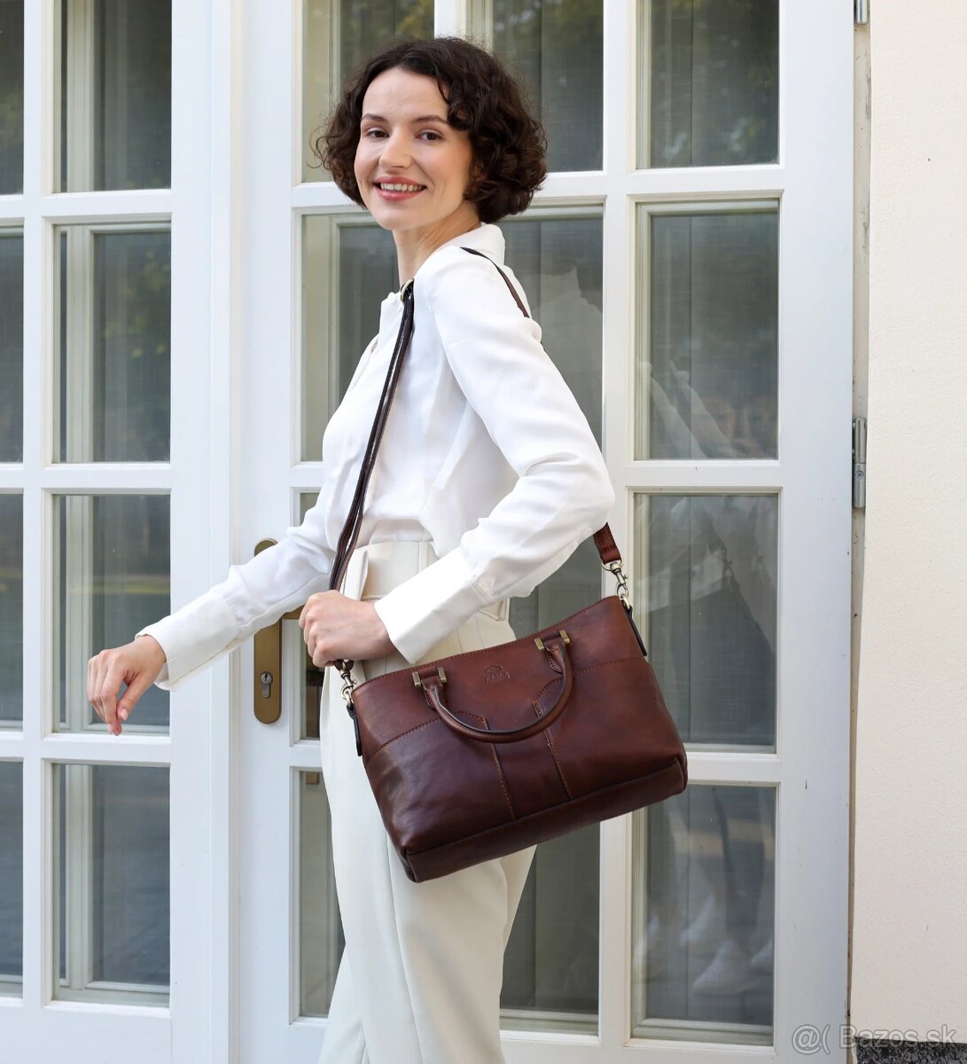 hnedá kožená kabelka - nová - 7