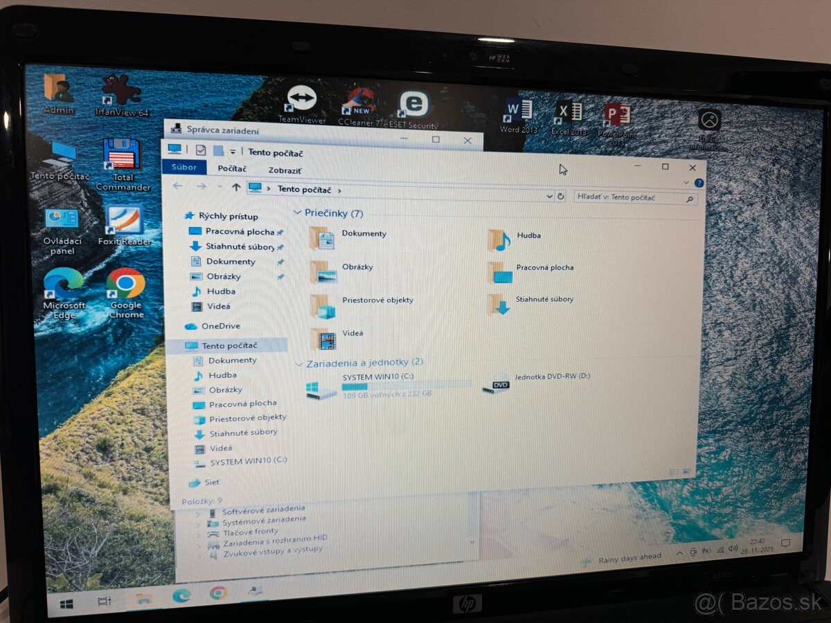 17” notebook HP COMPAQ 6830s, OFFICE + ESET, výborný stav - 7