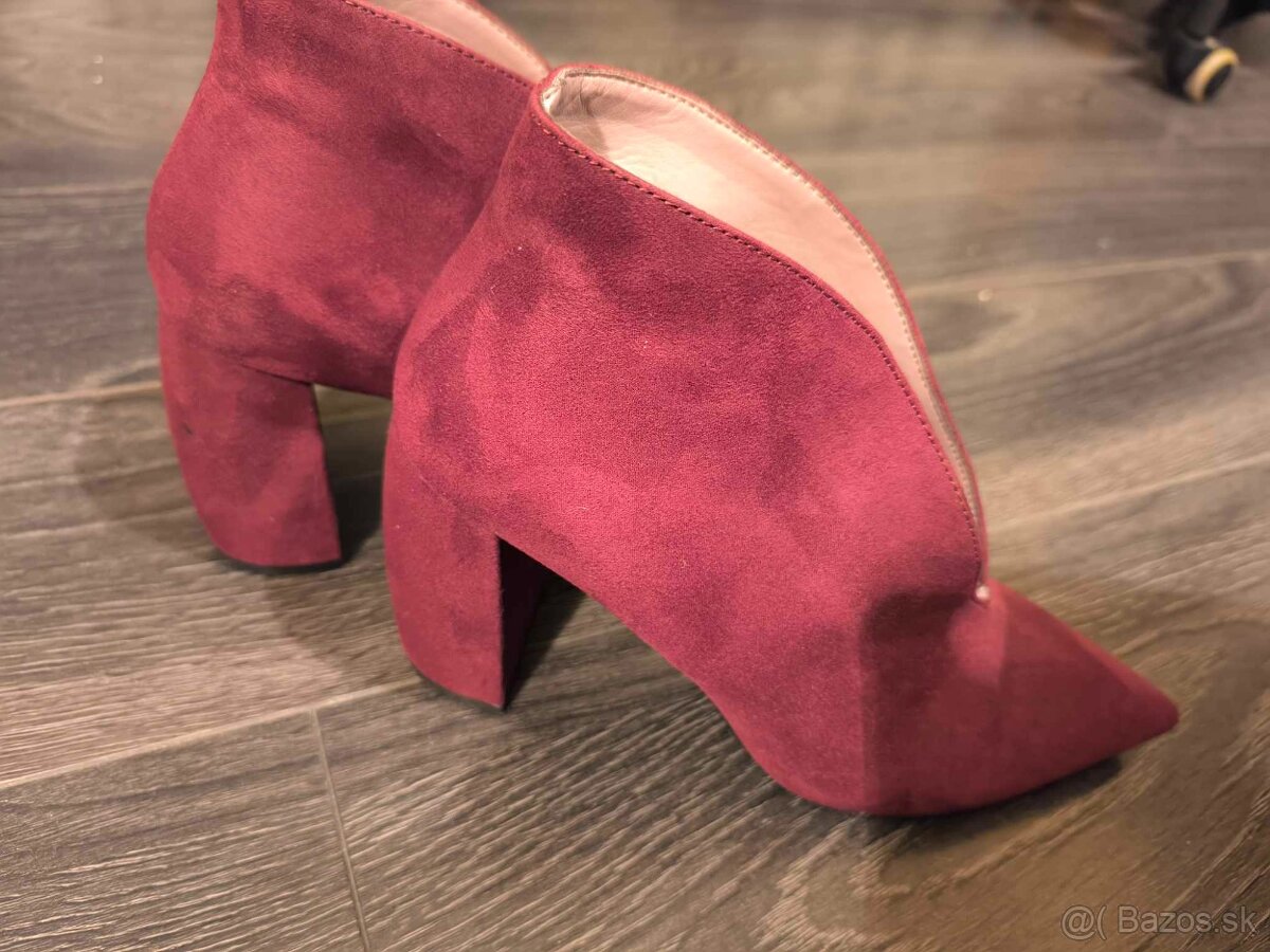 NEXT trendy bordové semišové čižmičky štýlové 39 - 7