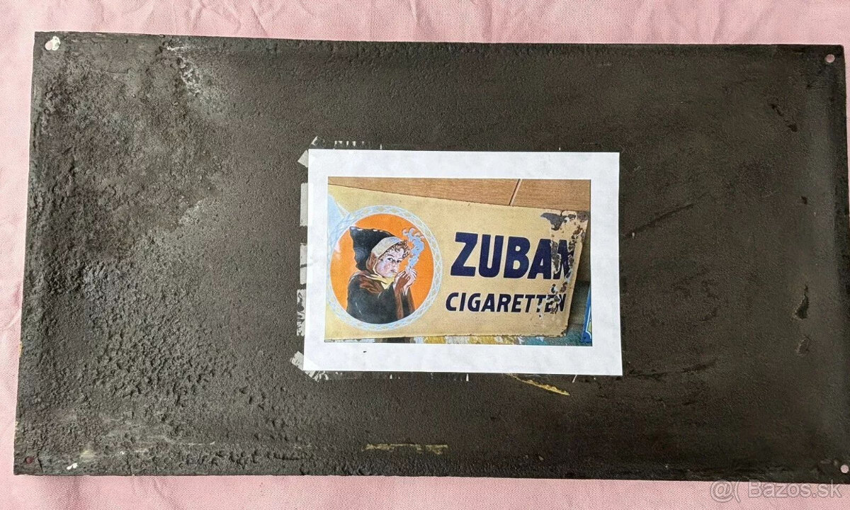Smaltovaná ceduľa. Originálna smaltovaná ceduľa. CIGARETY ZU - 7